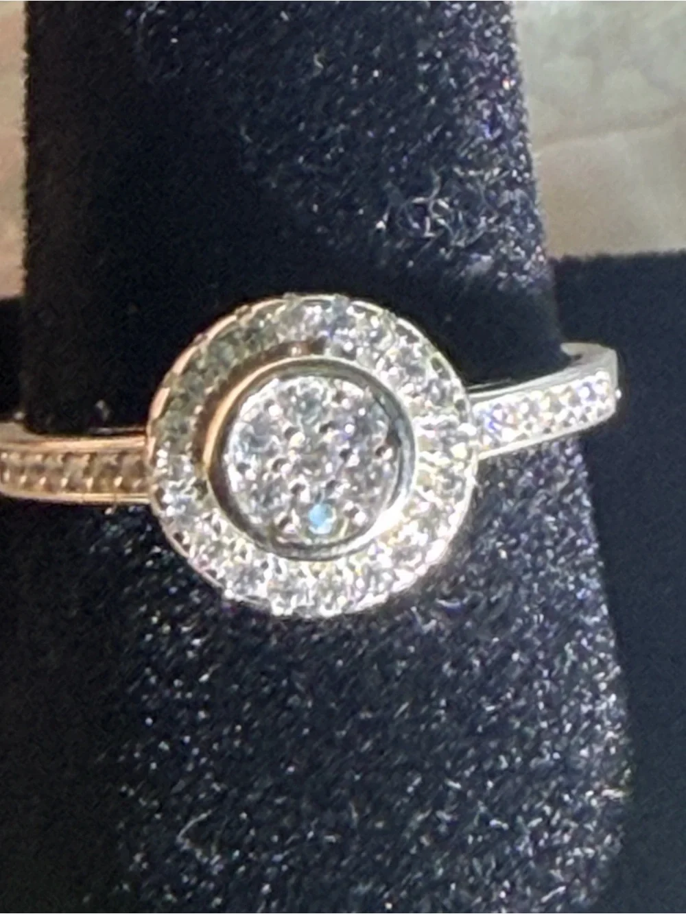 Serling silver CZ Halo Ring Sz 6